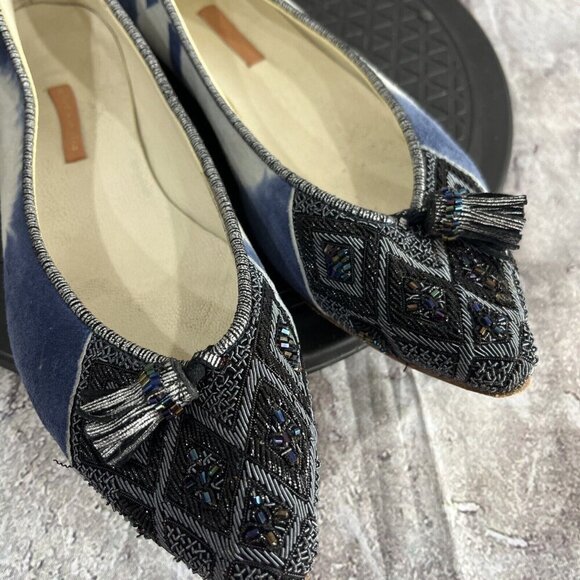 Meher Kakalia Hand Embroidered Burma Bollywood Ballerina Ballet Flats Size 40 - Picture 7 of 7
